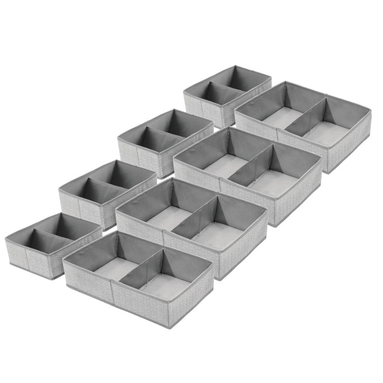 mDesign Fabric Drawer/Closet Storage Organizer Bins, 4 Pack, Gray